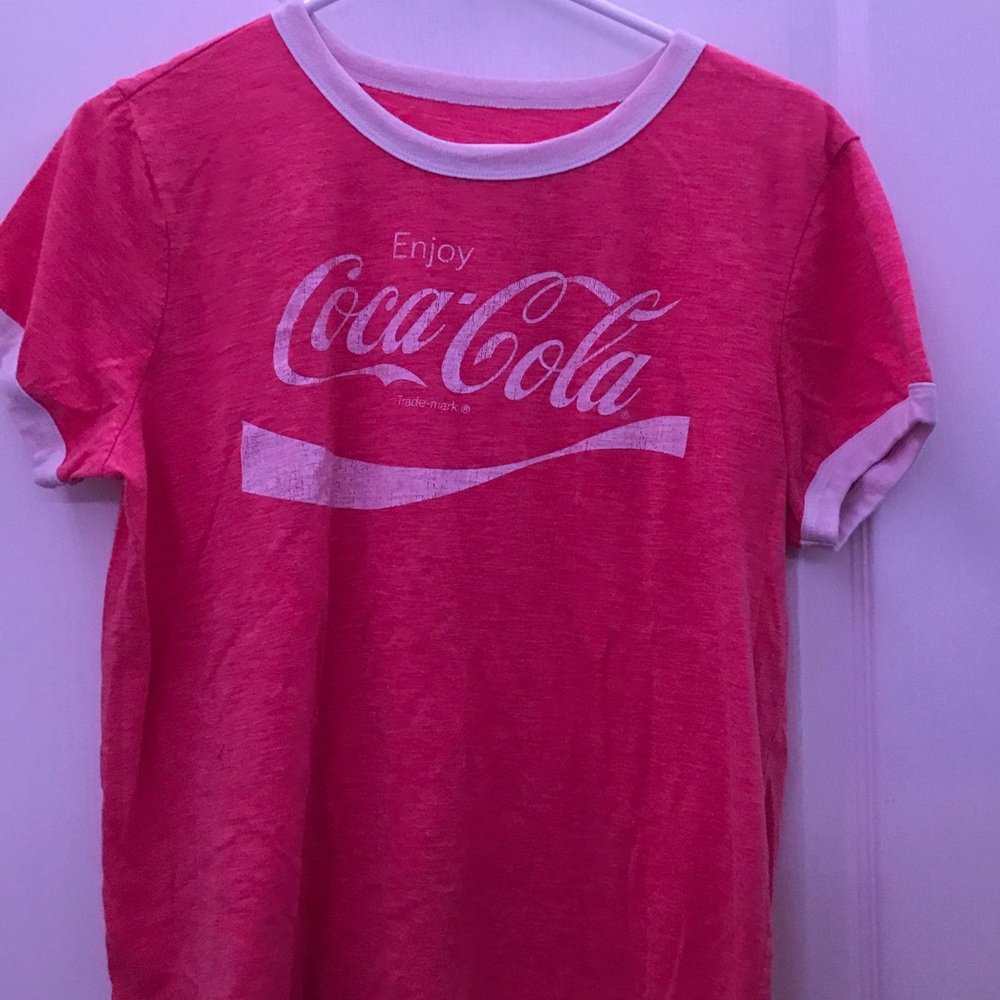 light red Coca-Cola ringer tee